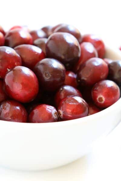 cranberries in a white bowl