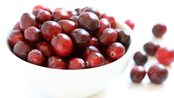 cranberries in a white bowl